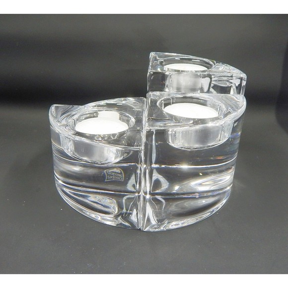 Orrefors Sweden Quartet Crystal Votive Candle Holders by Helene Krantz Set of 4 - Picture 2 of 10
